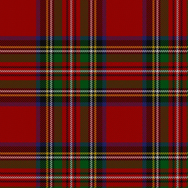 The Royal Stewart sett as rendered by the Scottish Register of Tartans from the registered threadcount.